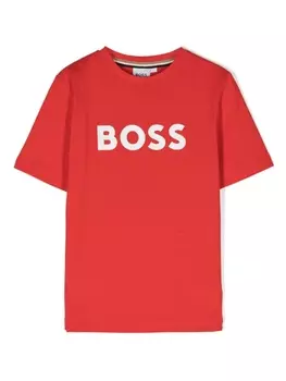BOSS Kidswear футболка с логотипом, красный