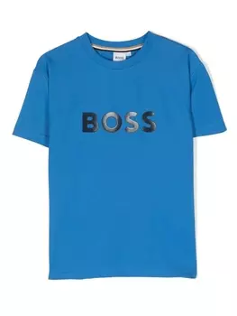 BOSS Kidswear футболка с логотипом, синий