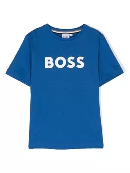 BOSS Kidswear футболка с логотипом, синий