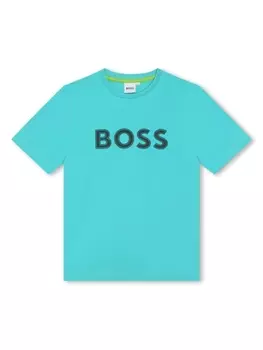 BOSS Kidswear футболка с логотипом, синий