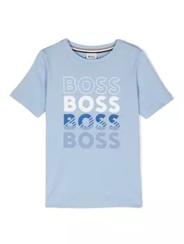 BOSS Kidswear футболка с логотипом, синий