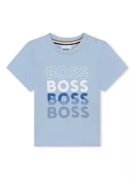 BOSS Kidswear футболка с логотипом, синий