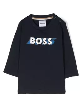BOSS Kidswear футболка с логотипом, синий