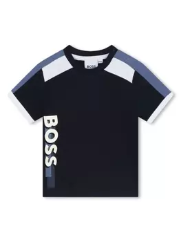 BOSS Kidswear футболка с логотипом, синий