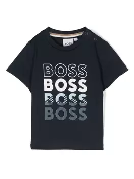 BOSS Kidswear футболка с логотипом, синий