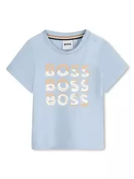 BOSS Kidswear футболка с логотипом, синий