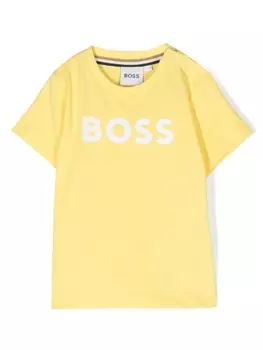 BOSS Kidswear футболка с логотипом, желтый