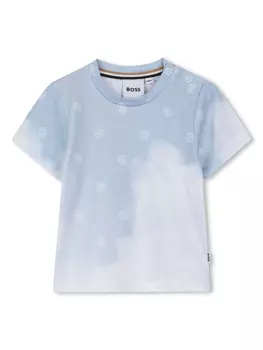 BOSS Kidswear футболка с монограммой, синий