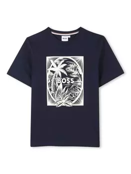 BOSS Kidswear футболка с принтом, синий
