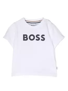 BOSS Kidswear футболка с тисненым логотипом, белый