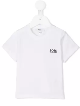 BOSS Kidswear футболка с вышитым логотипом, белый