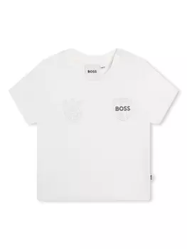 BOSS Kidswear футболка с вышитым логотипом, белый