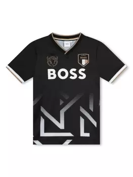 BOSS Kidswear футболка с вышивкой и логотипом, черный