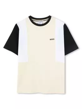 BOSS Kidswear футболка в стиле колор-блок, нейтральный