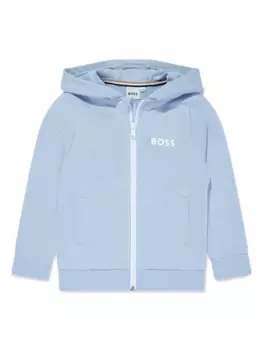 BOSS Kidswear худи на молнии с логотипом, синий