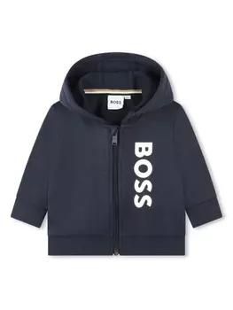BOSS Kidswear худи с логотипом, синий