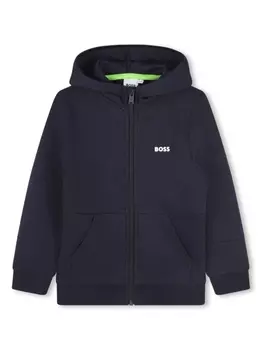 BOSS Kidswear худи с тисненым логотипом, синий