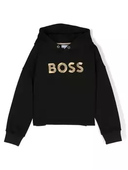 BOSS Kidswear худи с вышитым логотипом, черный