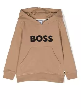 BOSS Kidswear худи с вышитым логотипом, нейтральный цвет