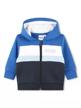 BOSS Kidswear худи в стиле колор-блок, синий