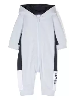 BOSS Kidswear комбинезон с капюшоном и логотипом, синий