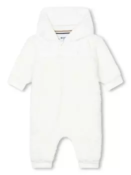BOSS Kidswear комбинезон с капюшоном и вышитым логотипом, белый