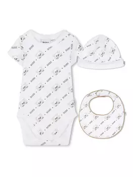BOSS Kidswear комплект для новорожденного с логотипом, белый