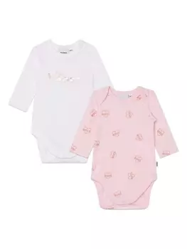 BOSS Kidswear комплект из двух боди с логотипом, розовый