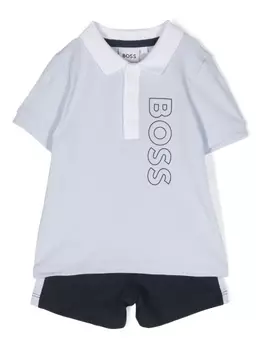 BOSS Kidswear комплект из футболки и шортов с логотипом, синий