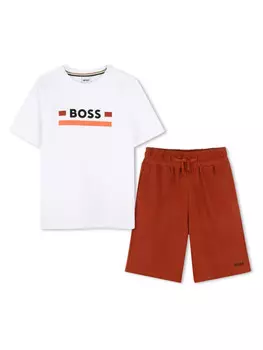 BOSS Kidswear комплект из футболки и шортов с логотипом, белый