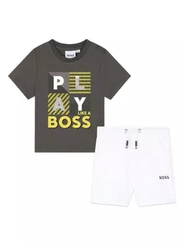 BOSS Kidswear комплект из топа и шортов с логотипом, белый