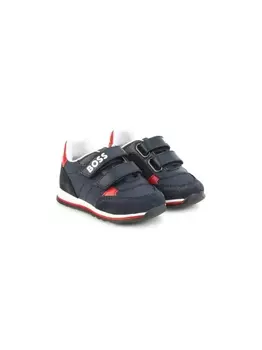 BOSS Kidswear кроссовки на липучках с логотипом, синий