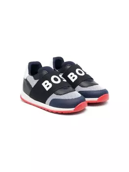 BOSS Kidswear кроссовки с ремешком и логотипом, синий