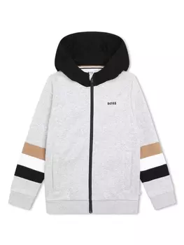 BOSS Kidswear куртка на молнии с логотипом, серый