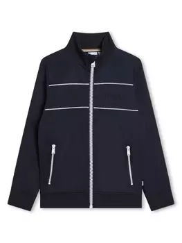 BOSS Kidswear куртка на молнии с вышитым логотипом, синий