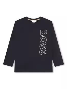 BOSS Kidswear logo-print cotton T-shirt, синий