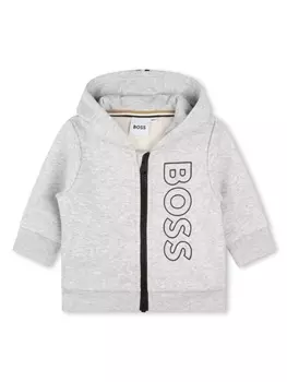 BOSS Kidswear logo-print hooded jacket, серый