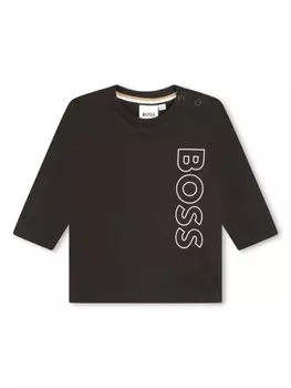 BOSS Kidswear logo-print jersey cotton sweatshirt, черный