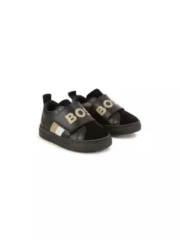 BOSS Kidswear logo-print striped sneakers, черный