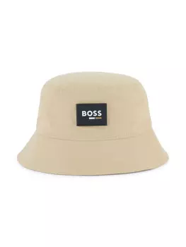 BOSS Kidswear панама с нашивкой-логотипом, нейтральный цвет