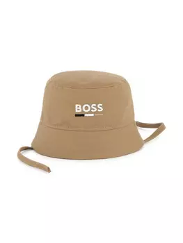 BOSS Kidswear панама с вышитым логотипом, нейтральный цвет