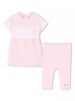 BOSS Kidswear платье с логотипом, розовый