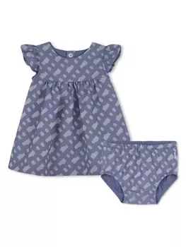 BOSS Kidswear платье с монограммой, синий