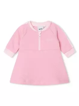BOSS Kidswear платье с вышитым логотипом, розовый
