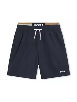 BOSS Kidswear плавки-шорты с двойным поясом, синий