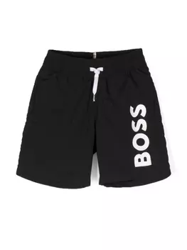 BOSS Kidswear плавки-шорты с логотипом, черный