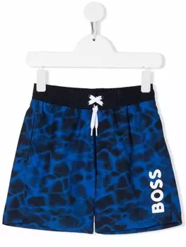 BOSS Kidswear плавки-шорты с логотипом, синий