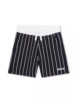 BOSS Kidswear полосатые шорты с логотипом, черный