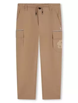 BOSS Kidswear прямые брюки с логотипом, нейтральный цвет