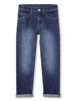 BOSS Kidswear прямые джинсы с тисненым логотипом, синий